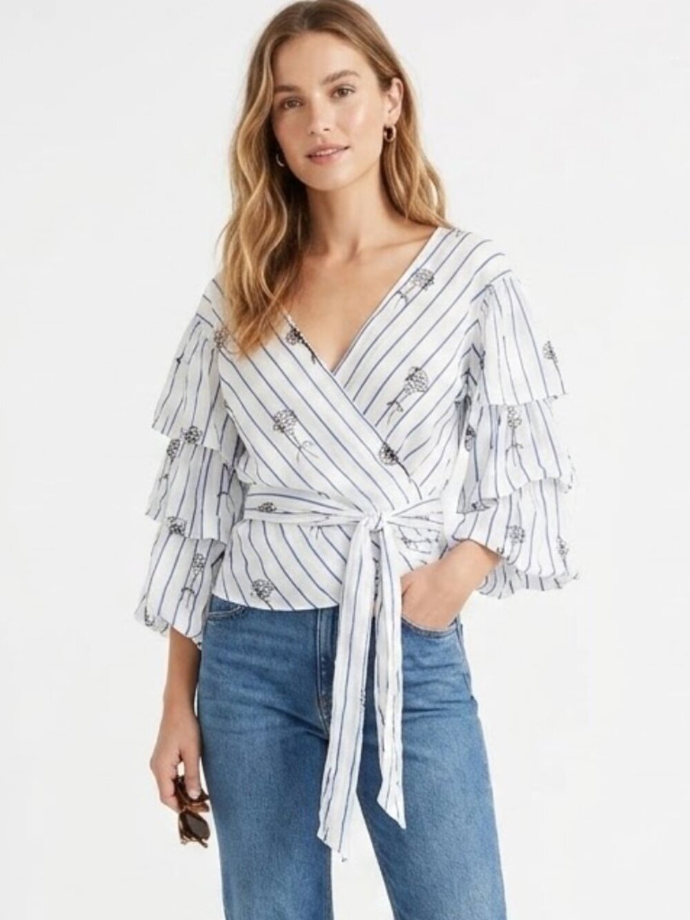 Club Monaco Bindell Ruffle Wrap Blouse Size Small